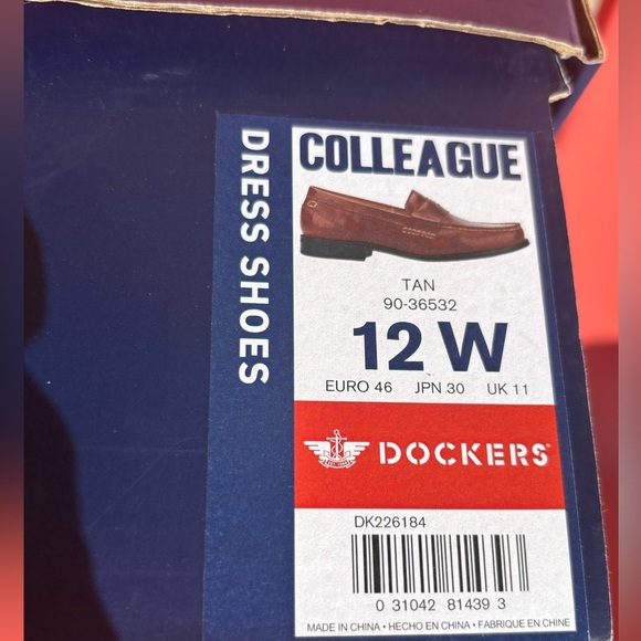 MENS DOCKERS COLLEAGUE CLASSIC TAN LOAFER BUSINESS CASUAL DRESS SHOES SZ 12W - Picture 4 of 12